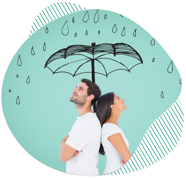 terapia de pareja, ilustracion muestra pareja bajo paraguas